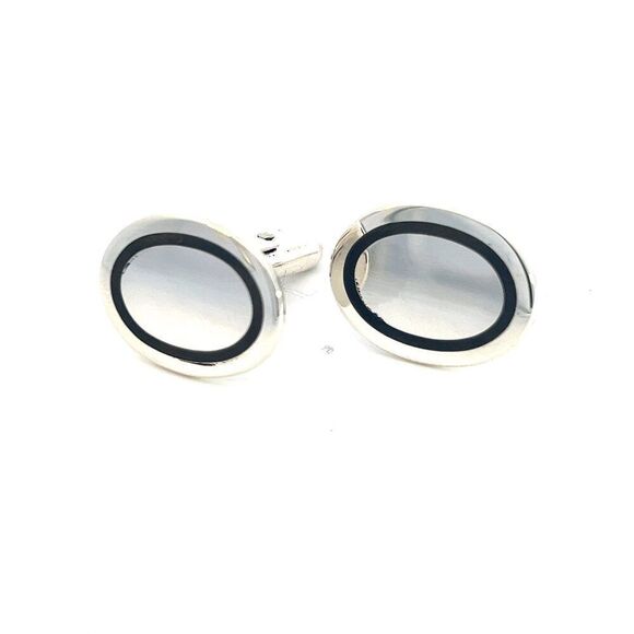 Tiffany & Co Estate Mens Silver & Blue Enamel Cufflinks Silver TIF605 - Picture 2 of 10